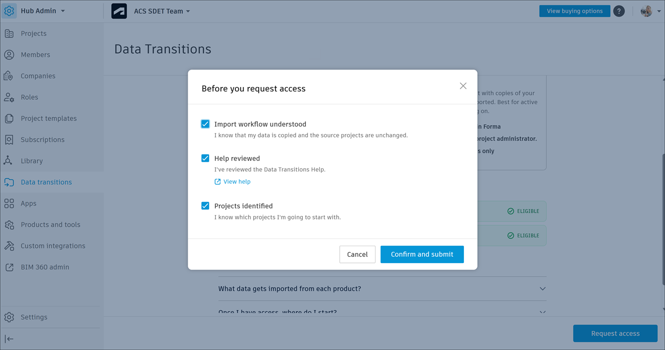 Before you request access dialog
