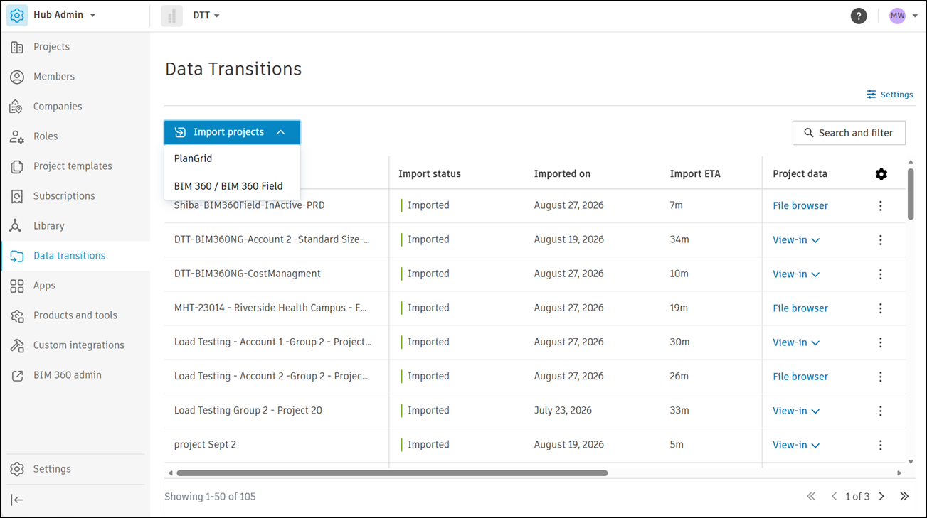 Data Transitions Import Project Data