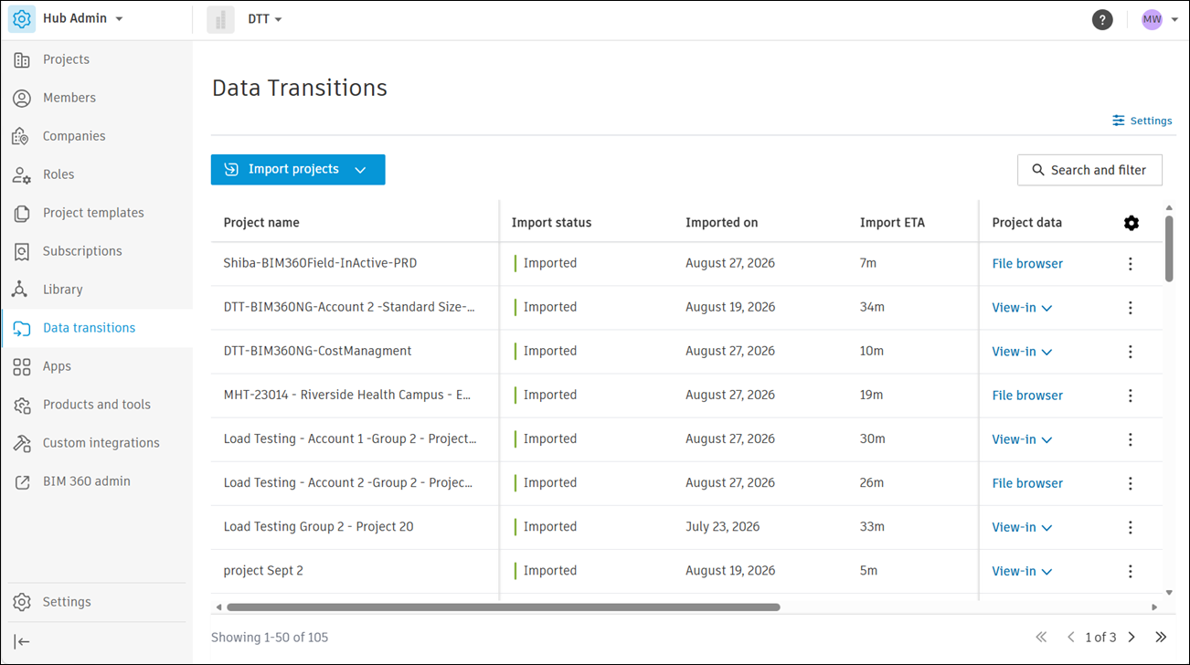 Data Transitions Tool Main Page