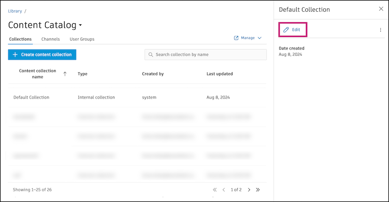 Edit content collection