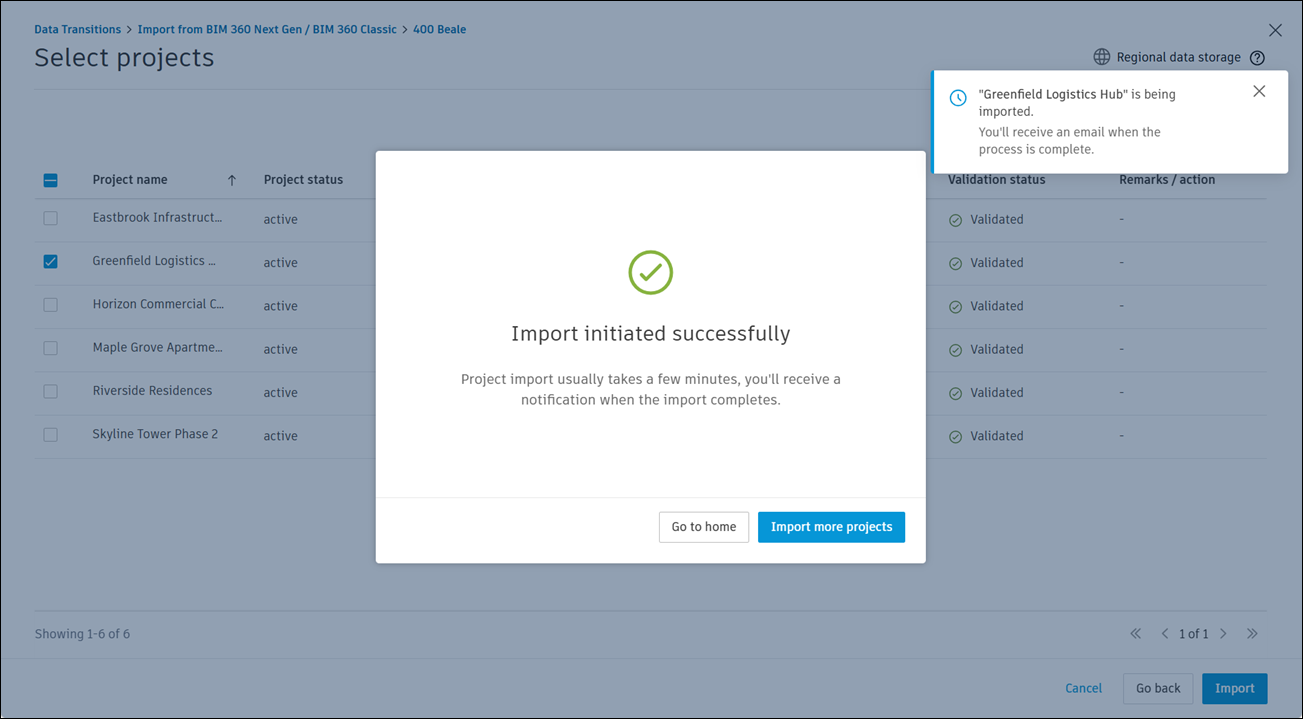 Import Initiated Successfully