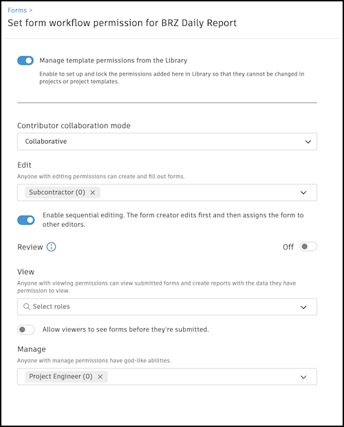 Library level permissions screenshot