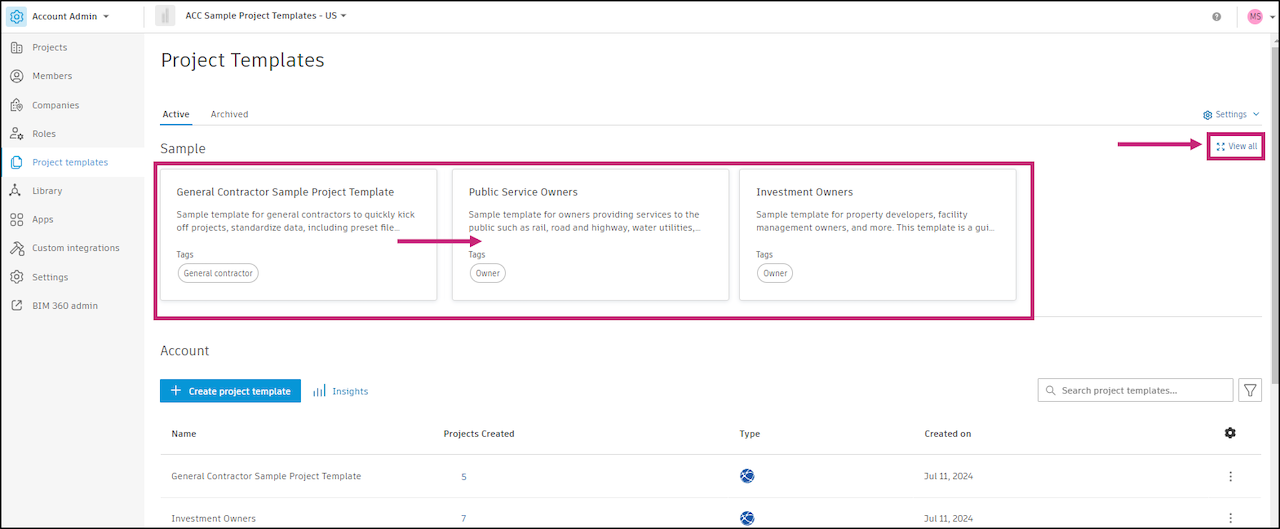 Sample project templates