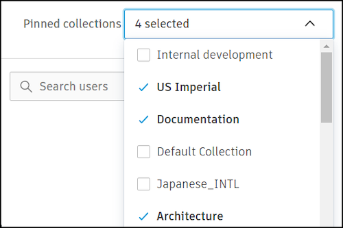 Select pinned collections