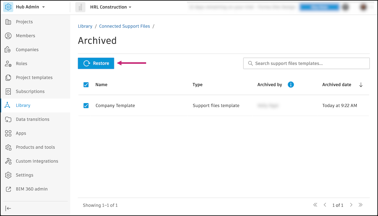 Restore Support Files Template