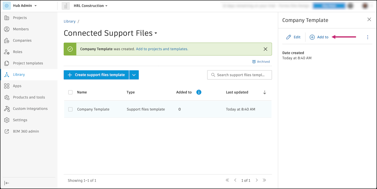 Support Files Template Add To