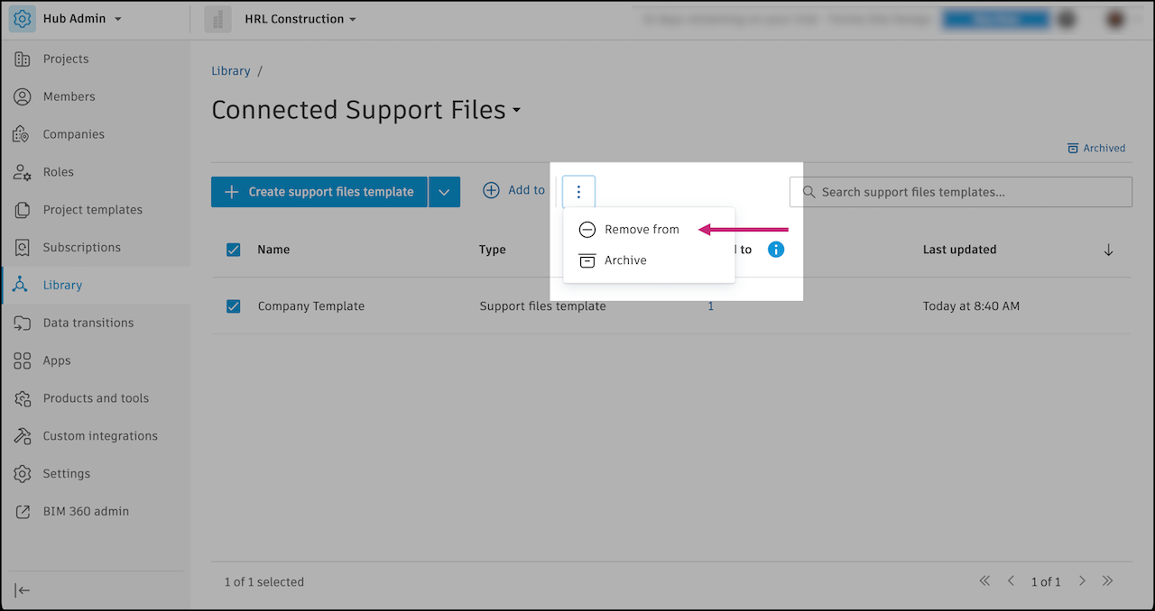 Remove Support Files Templates from Projects