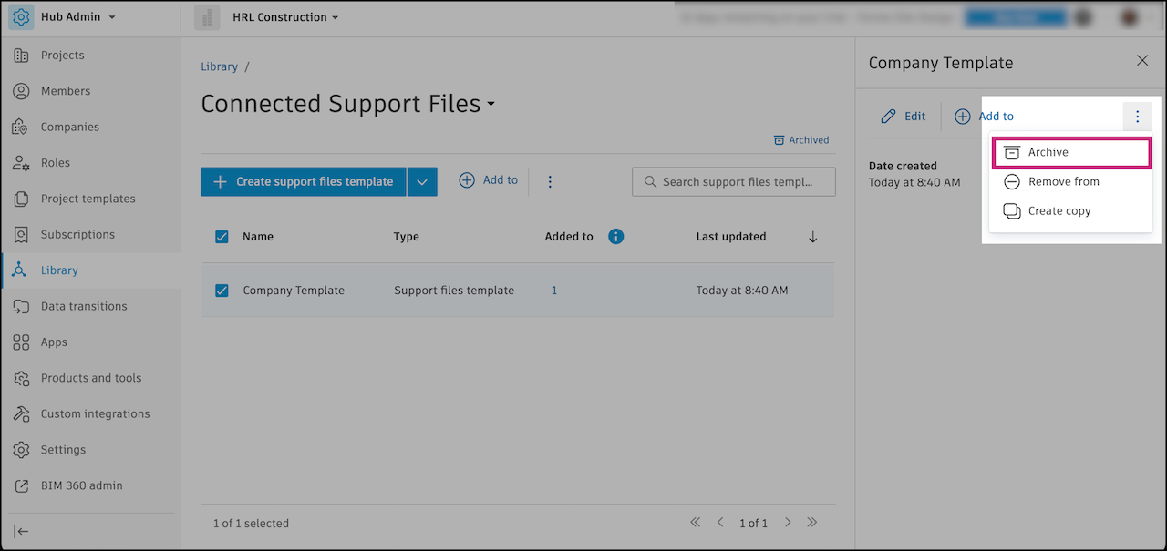 Archive Support Files Template