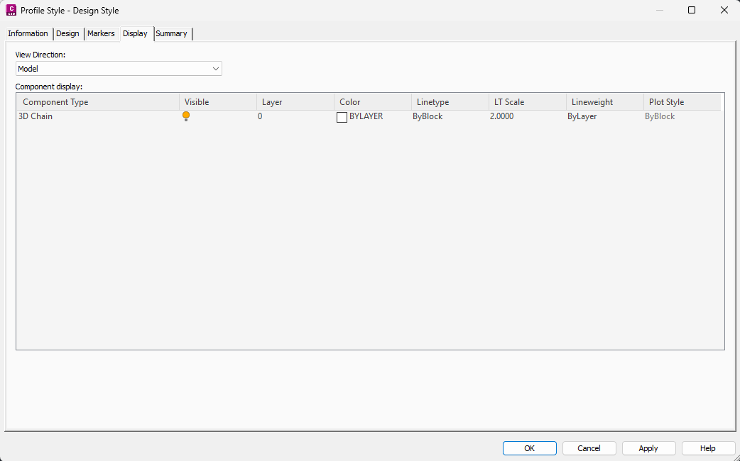 Profile style dialog Civil 3D
