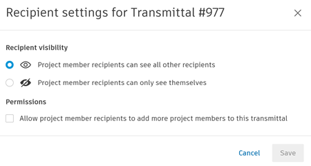 Recipient settings dialog