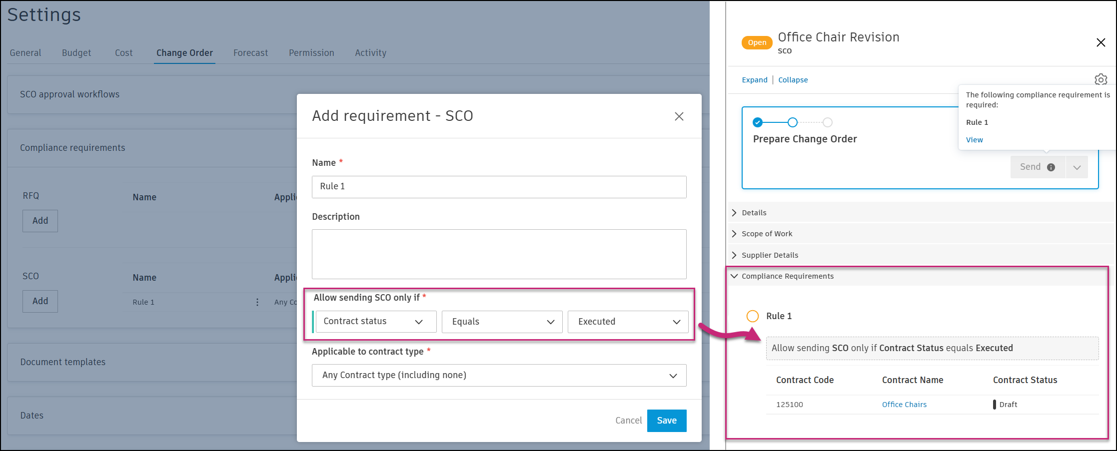 Compliance rule configuration