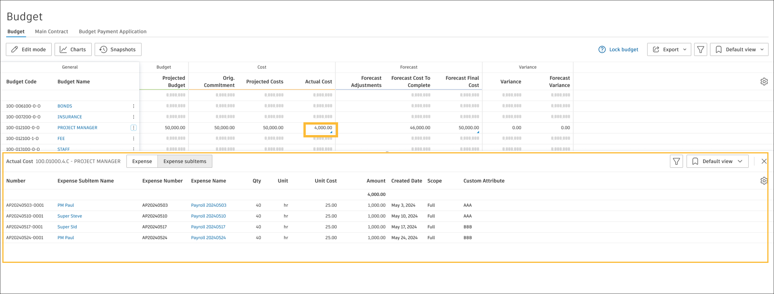 Enhanced Expense and Expense Subitem Viewing