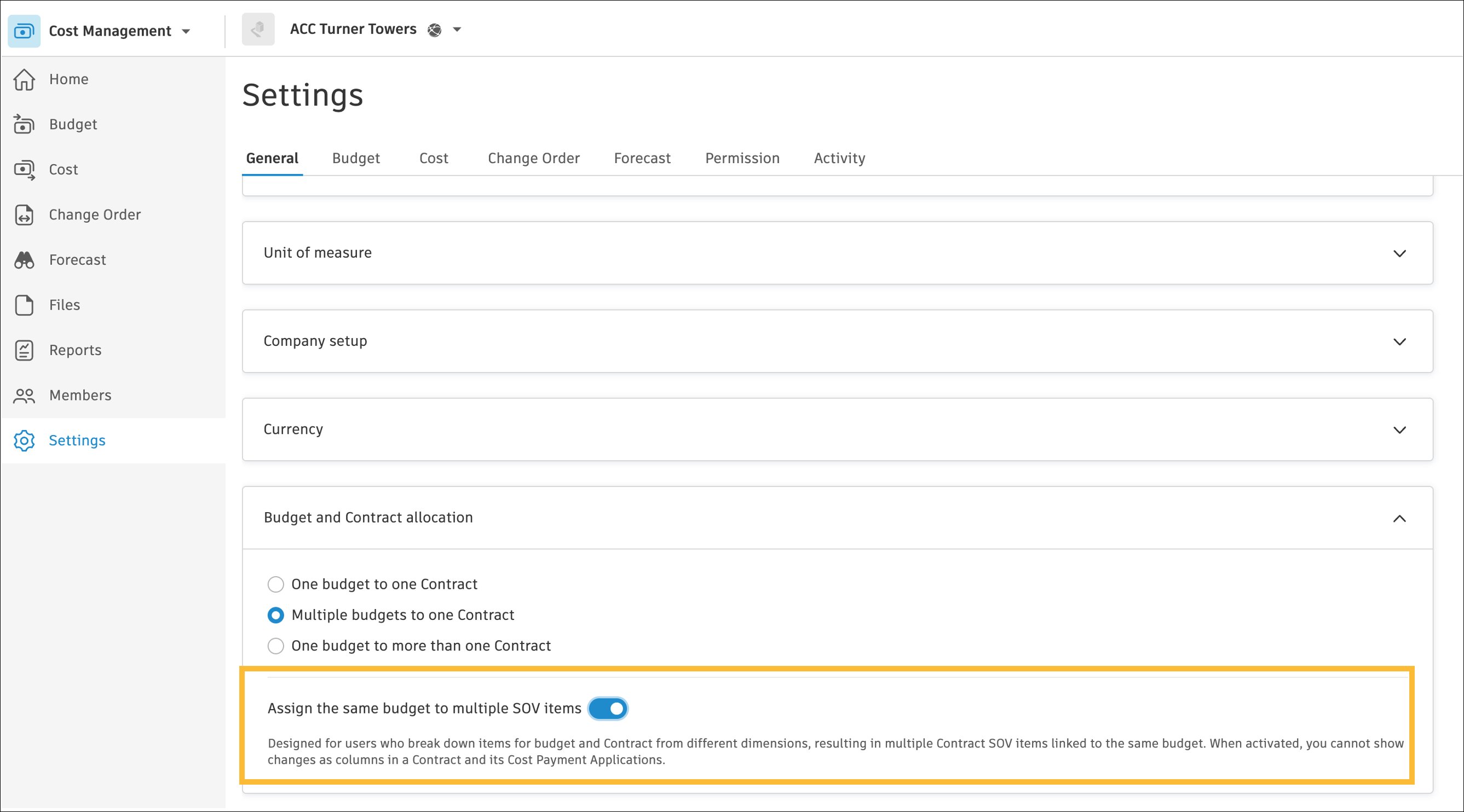 Assign the Same Budget to Multiple SOV Items
