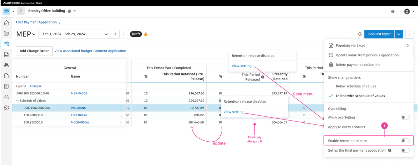 Enable Retenention Release Toggle