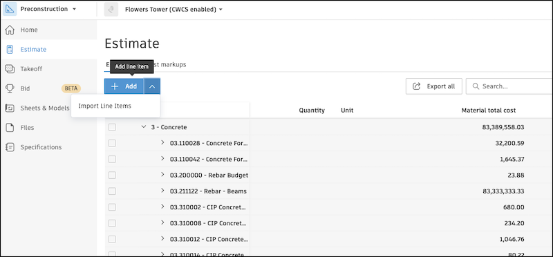 Import to Estimate
