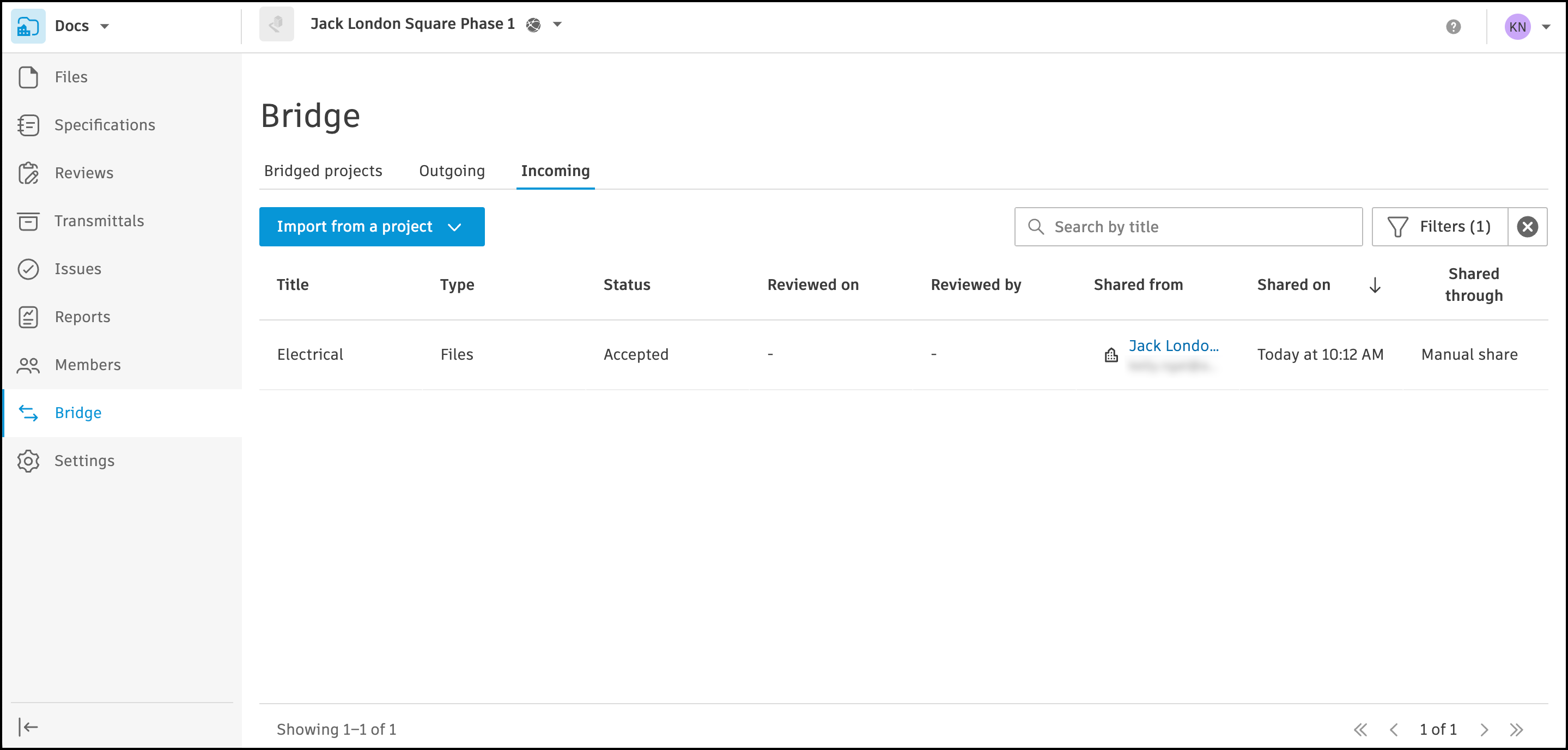 Incoming filtered view