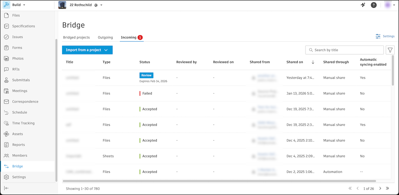 Incoming tab interface