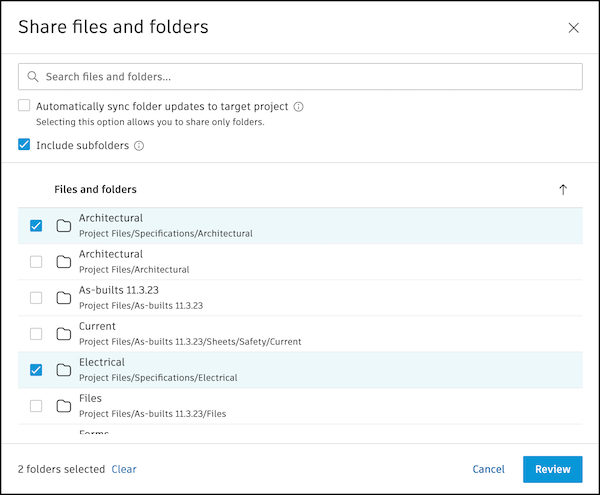 Share files bridge interface