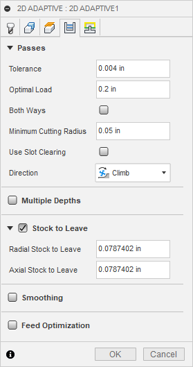 CAM Parameters in the UI