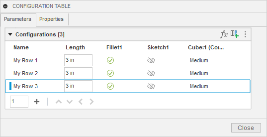 Create Configuration Table Edit