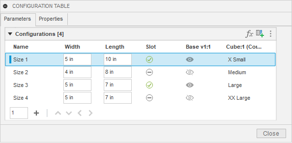 Configuration Table