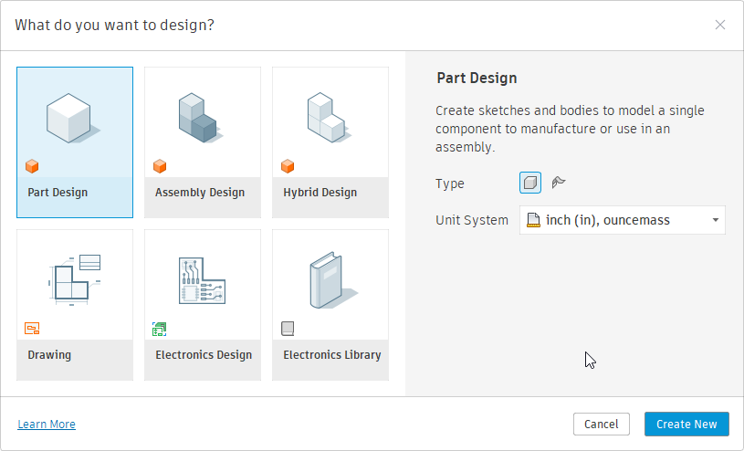 Design Type Selection