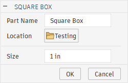 Square Box Assembly Dialog