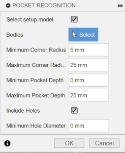 Pocket Recognition Selection Dialog