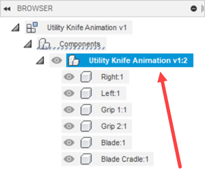 Select knife node in browser