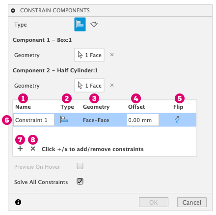 constraint dialog table diagram