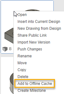 data panel right-click add to offline cache