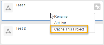 data panel right-click cache project