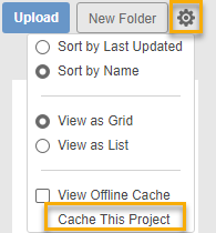 data panel settings cache project