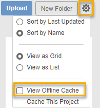 data panel settings view offline cache