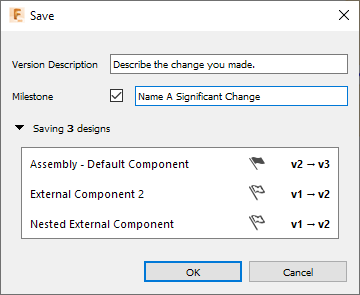 save dialog with milestones - multiple