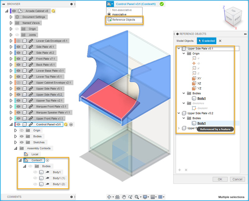 reference objects selection example