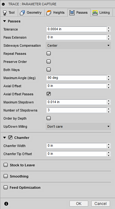 2d trace dialog passes tab