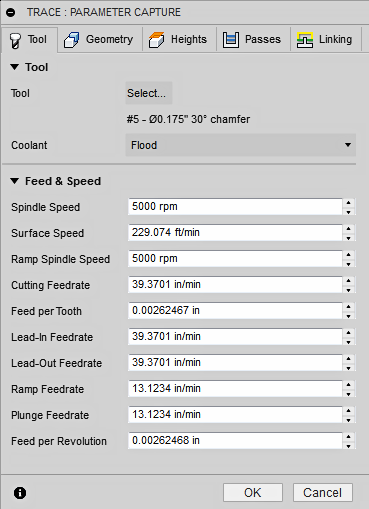 2d trace dialog tool tab