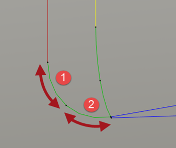 lead-in move constructed of two arcs