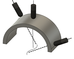 Tool tip facing away from a cruve