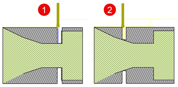 turn groove roughing - tool enters from the side and from the center 