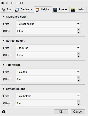 2d bore dialog heights tab
