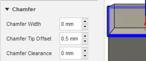 Settings for when the chamfer is modeled