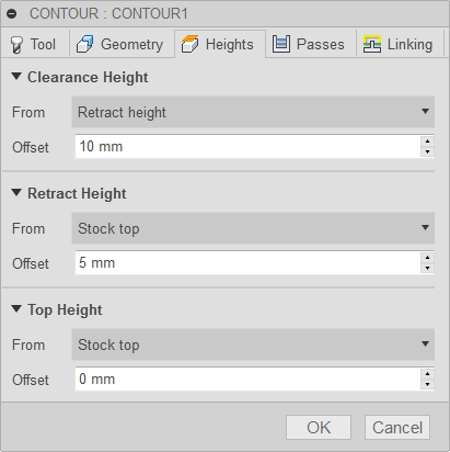 2d profile dialog heights tab - waterjet