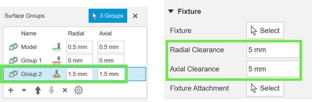 avoid/machine surfaces dialog section