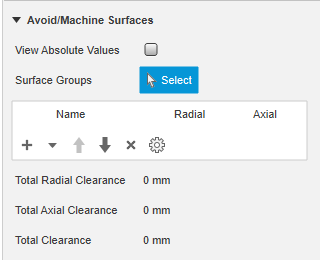 avoid/machine surfaces dialog section