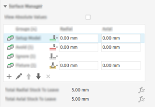 surface manager dialog section