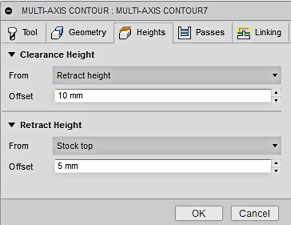multi-axis contour dialog - heights tab