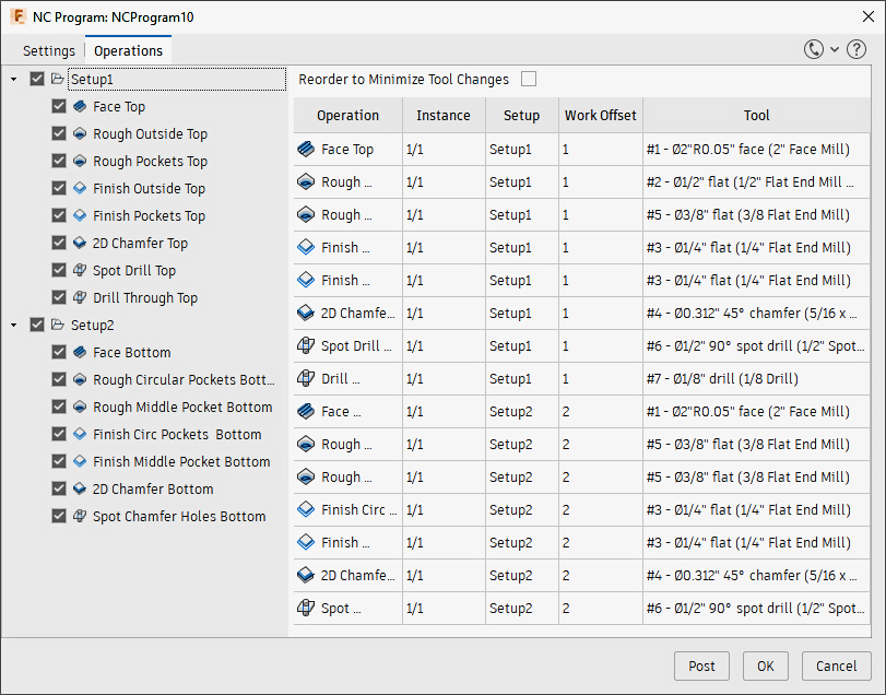 nc program - select setup 2