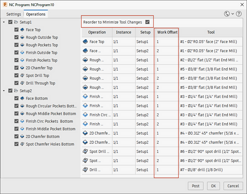 nc program - minimize tool changes